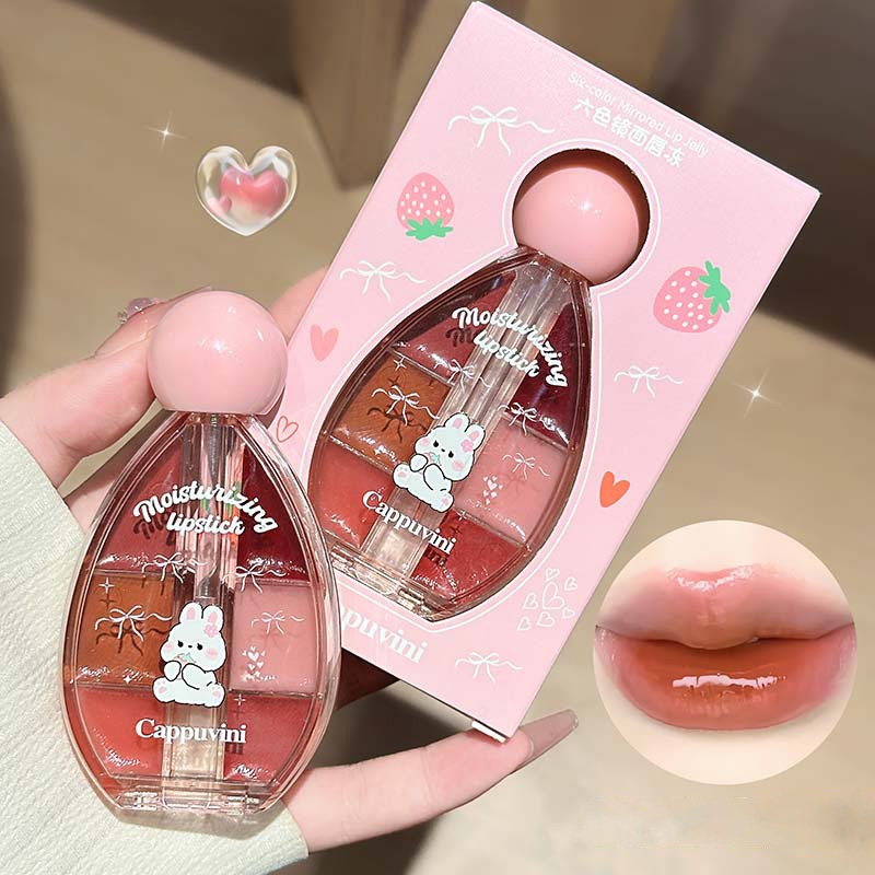 6 Color Mirror Lip Gloss Palet - Lip Tint Korean 评论和价格
