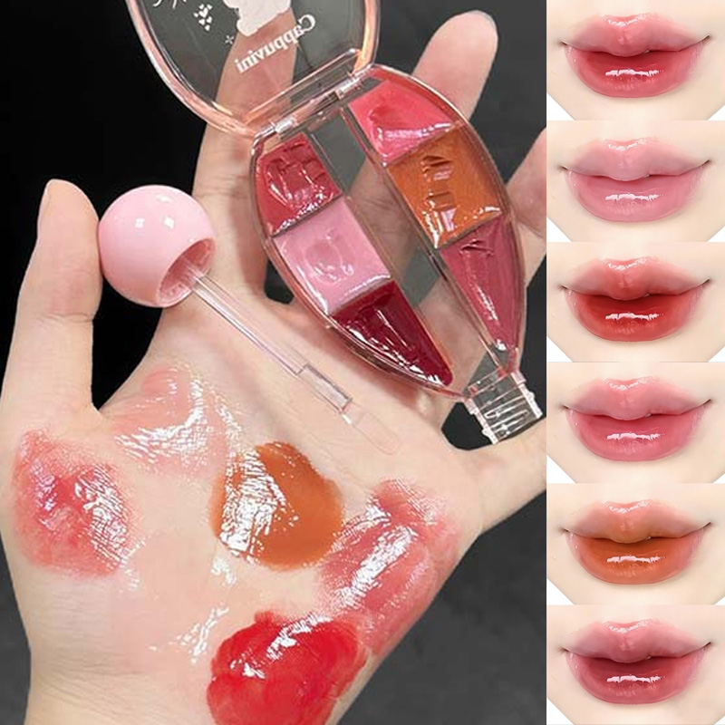 6 Color Mirror Lip Gloss Palet - Lip Tint Korean 评论和价格