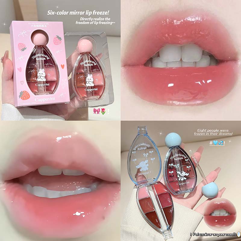 6 Color Mirror Lip Gloss Palet - Lip Tint Korean 评论和价格