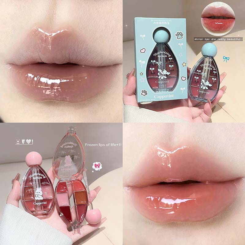 6 Color Mirror Lip Gloss Palet - Lip Tint Korean 评论和价格